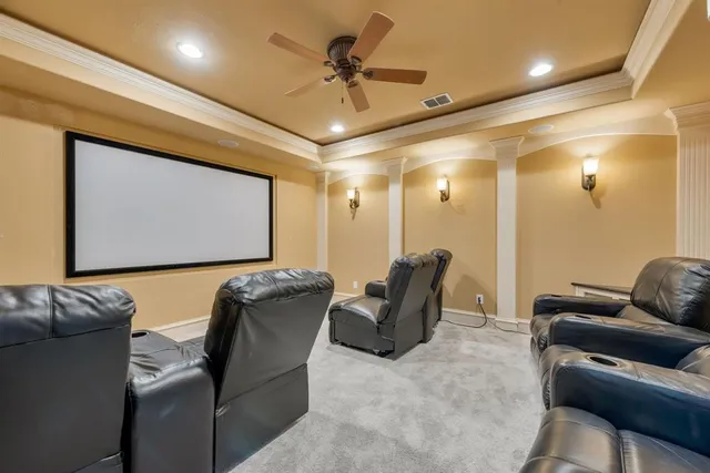 a projector room with couch