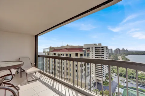 a view of city from a balcony