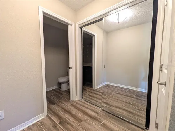 a view of a bathroom from a room