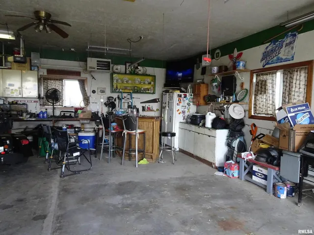 a view of a storage room with shelves