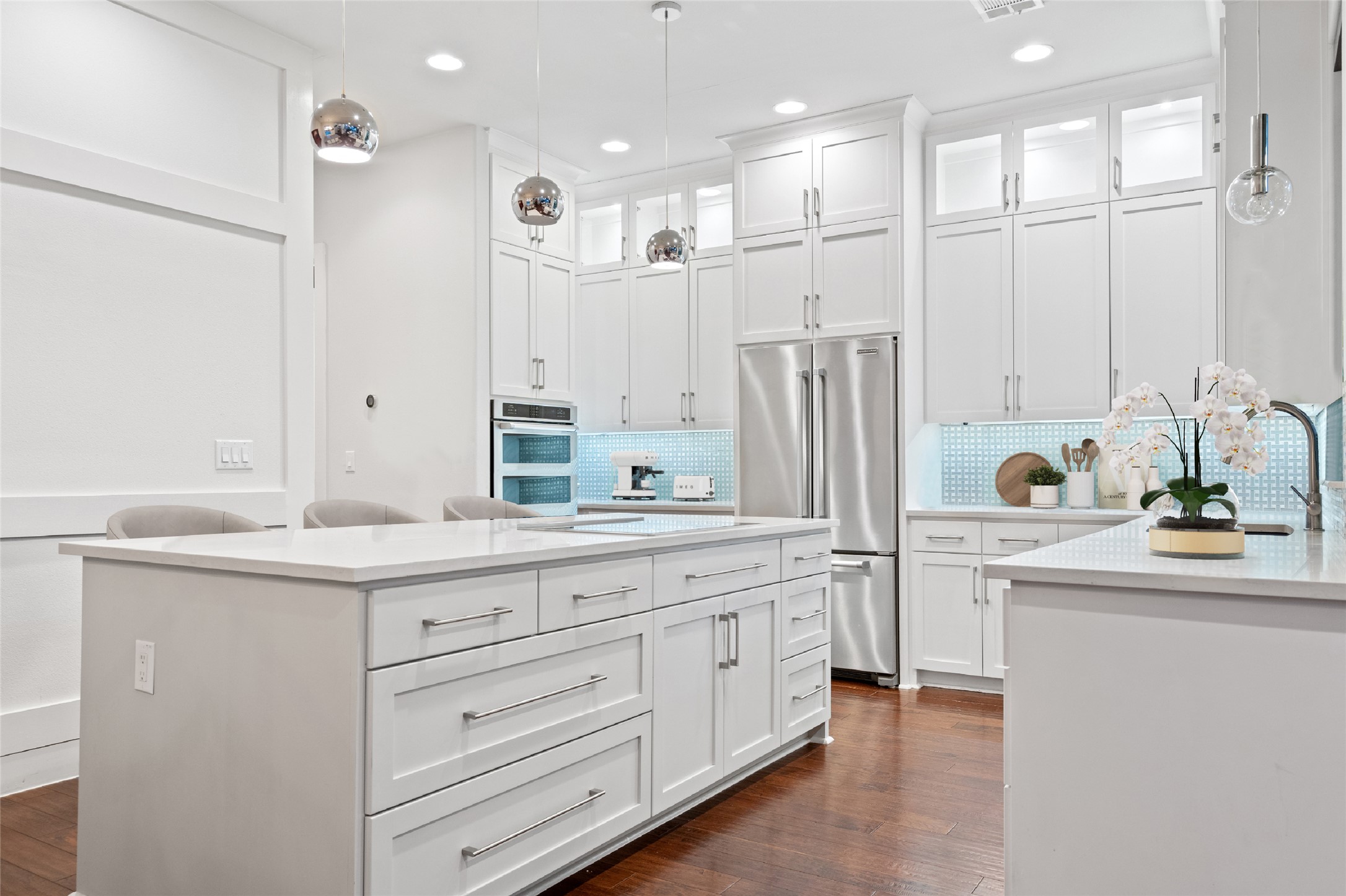 2811 Del Curto Road, Unit A Austin, TX 78704 - Photo 11 of 40 a spacious bathroom with a granite countertop sink mirror and a shower