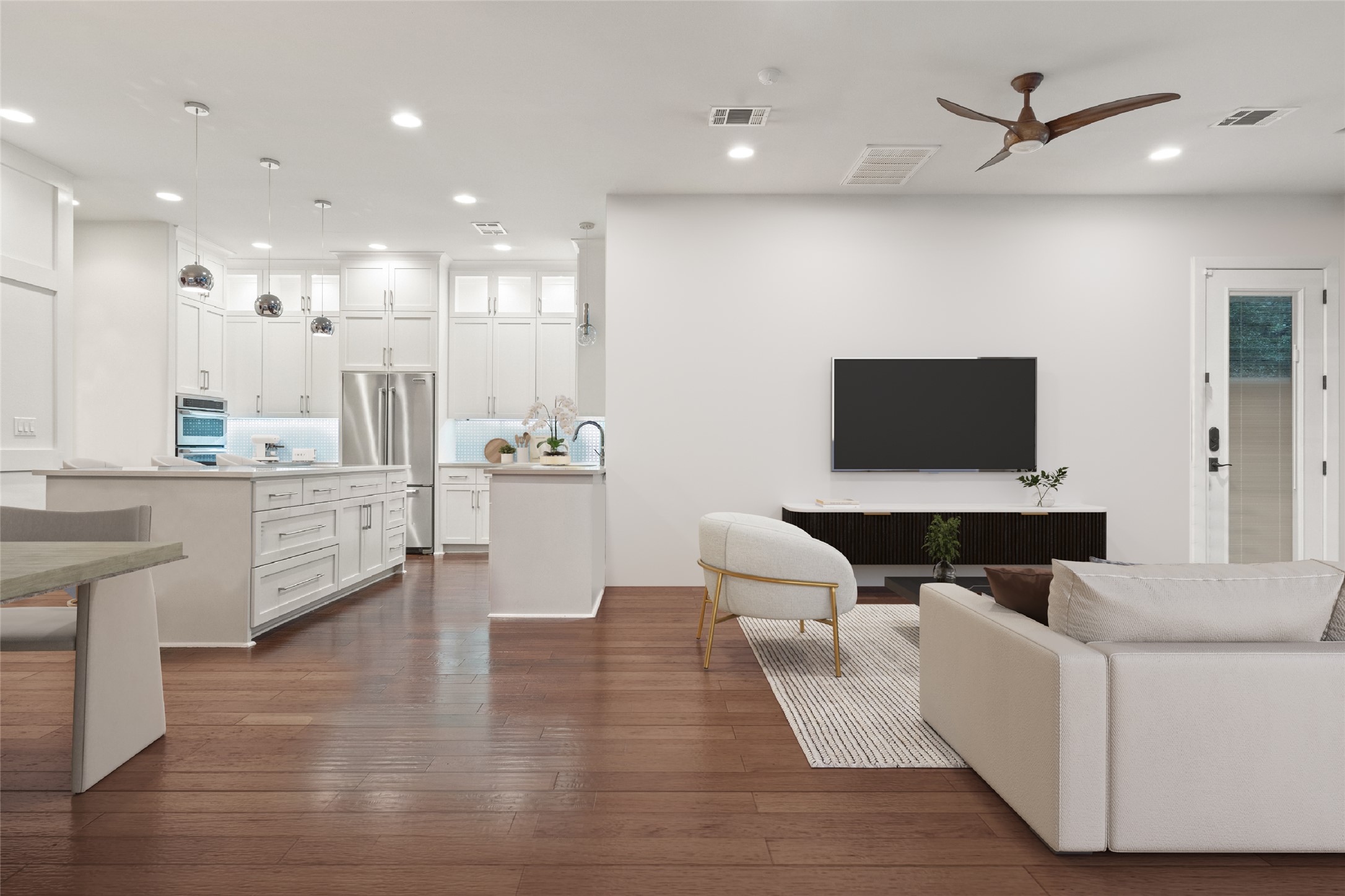2811 Del Curto Road, Unit A Austin, TX 78704 - Photo 6 of 40 a living room with furniture and a flat screen tv