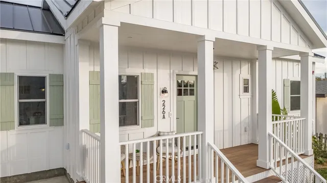 a view of a balcony from door
