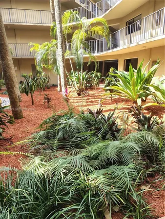 a view of building with yard