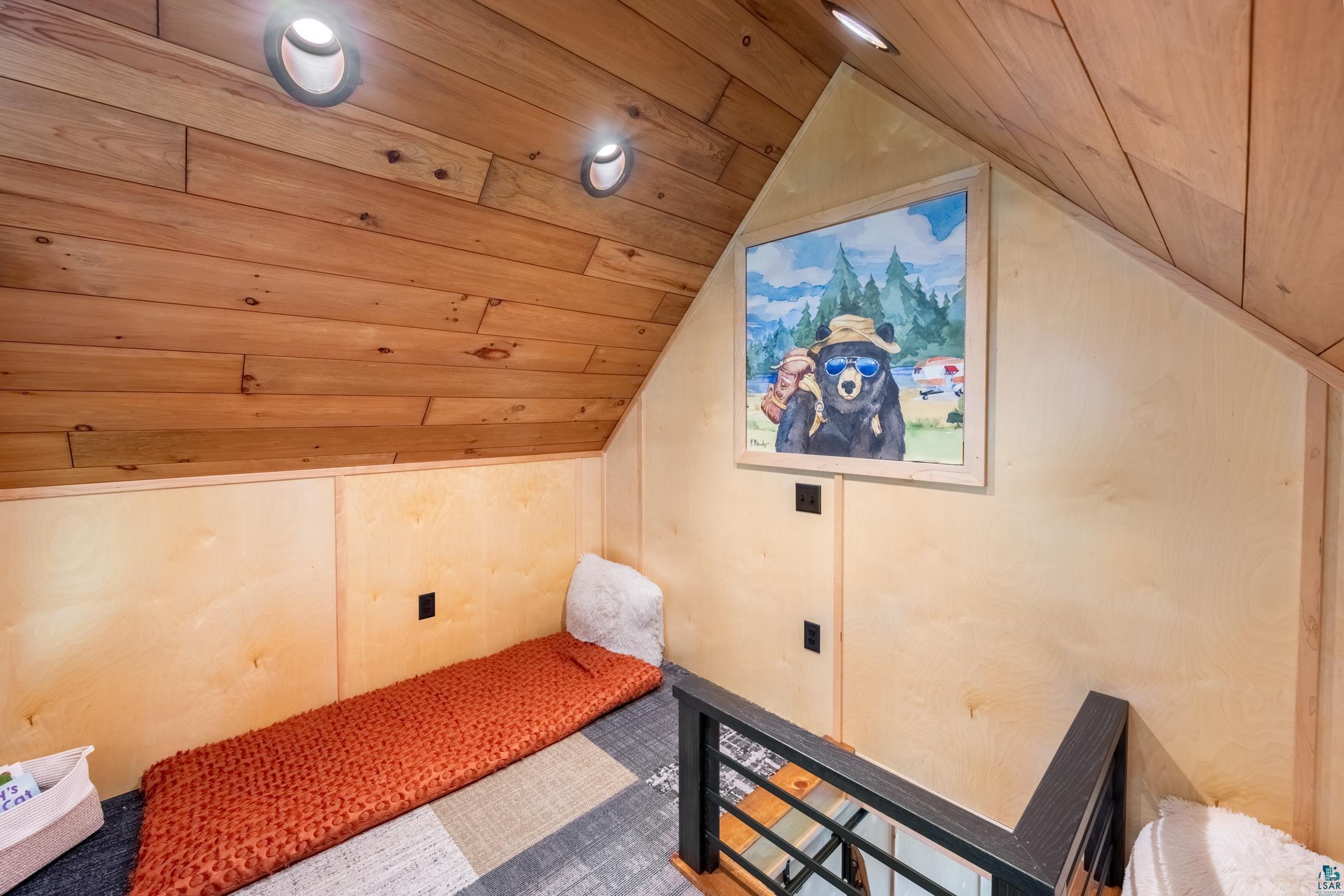 3778 East County Road Barnum, MN 55707 - Photo 49 of 52 Wood-paneled ceiling with recessed lighting