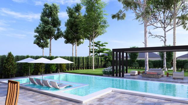 a house view with a sitting space and garden space