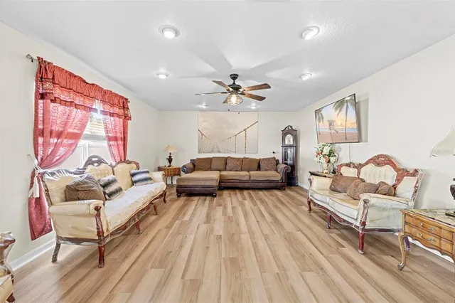 a view of a livingroom with a staircase