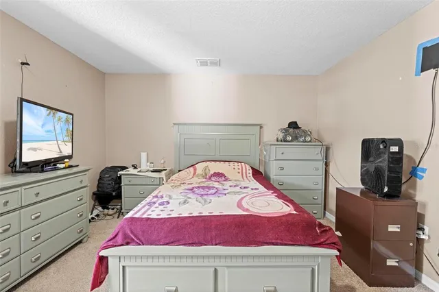 an aerial view of a swimming pool