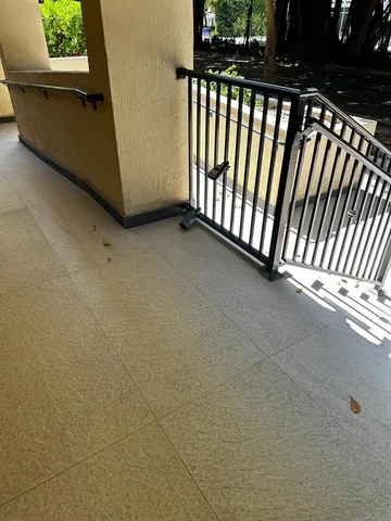 a view of a black and white wall