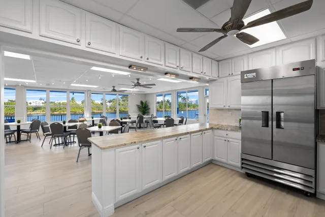 a kitchen with lots of counter top space