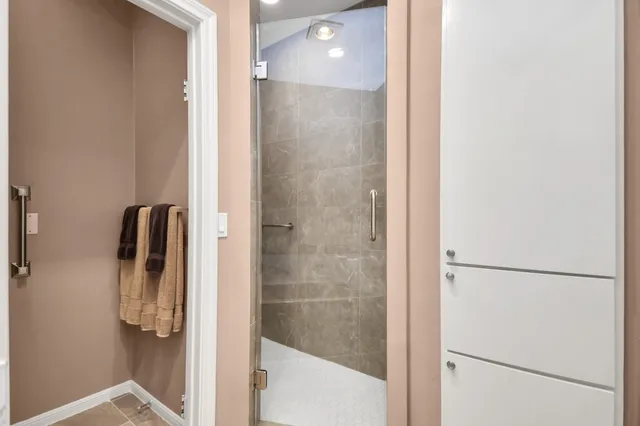 a bathroom with a shower