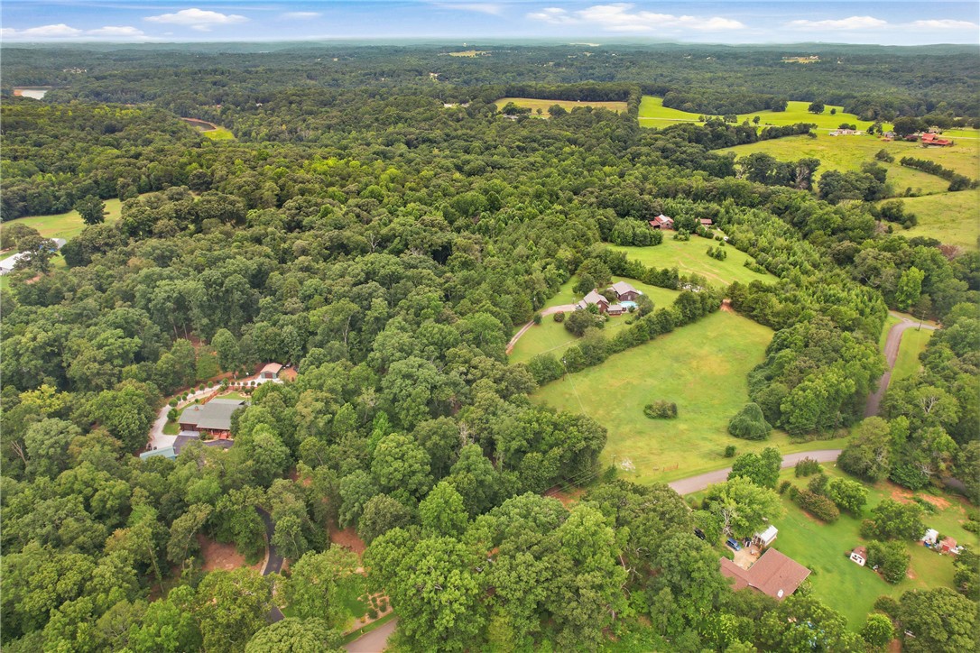 0 Southern Acres Road Anderson, SC 29625 - Photo 19 of 27 An aerial panorama reveals a vast, tree-filled landscape with scattered homes and winding roads.