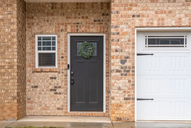 a front view of a building with a window