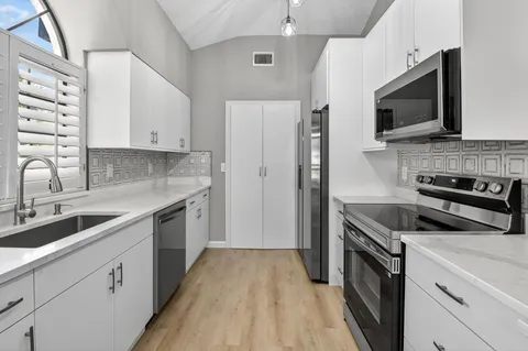 a view of a street from window