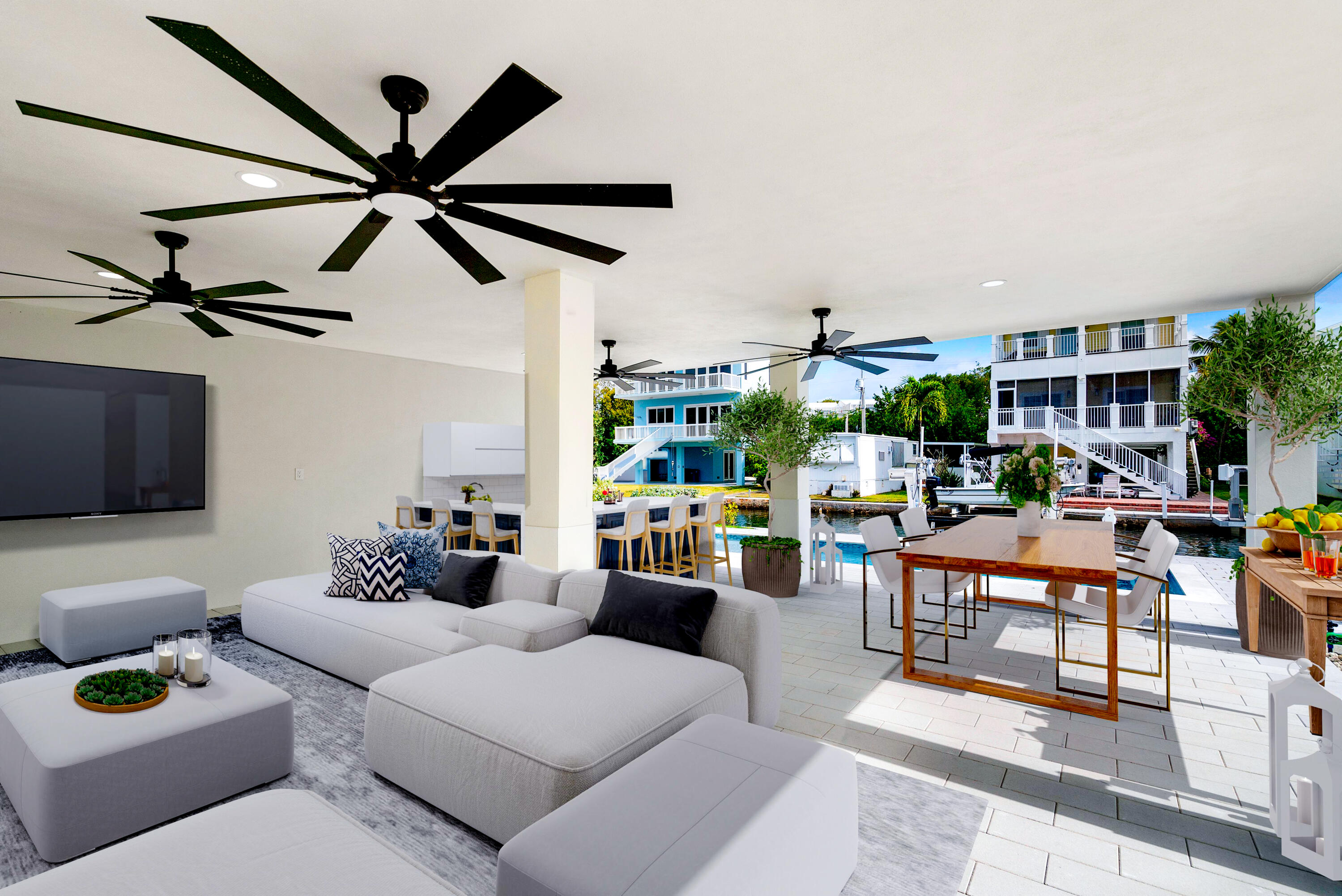 27 Ocean Drive Key Largo, FL 33037 - Photo 41 of 61 a living room with furniture and a ceiling fan