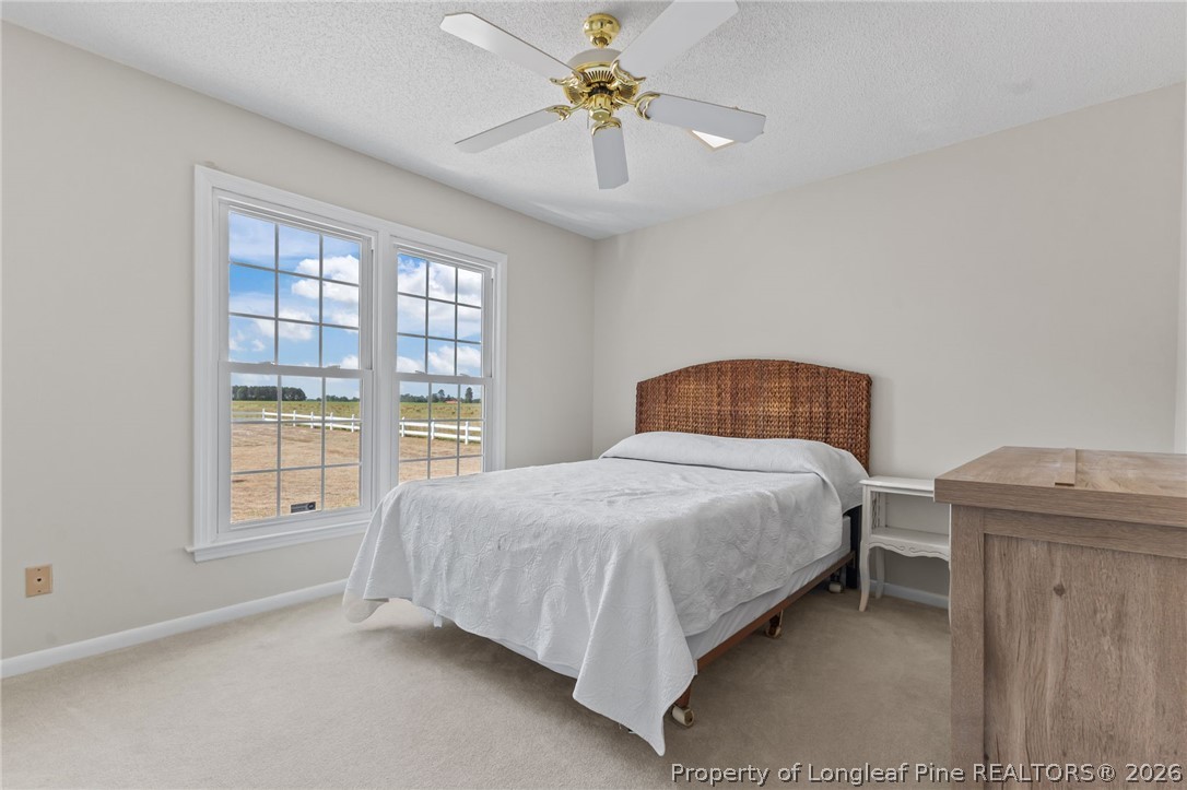 203 White Oak Church Road Clinton, NC 28328 - Photo 5 of 49 a bedroom with a bed and a chandelier