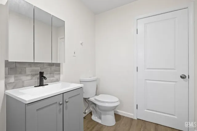 a bathroom with a sink toilet and vanity