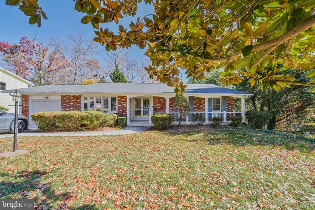 front view of a house with a patio