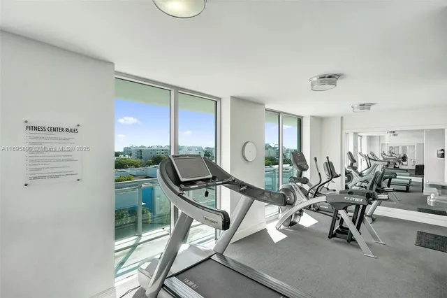 a terrace with outdoor seating and city view