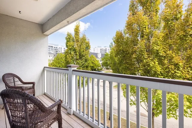 a view of a balcony with outside area
