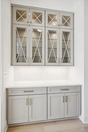 a view of empty room with a fireplace