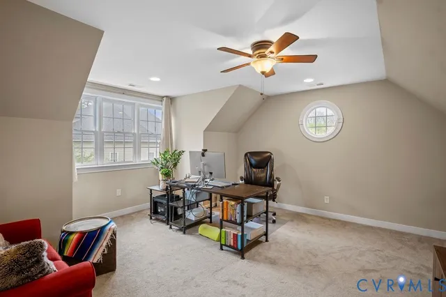 a view of a backyard with plants and large tree