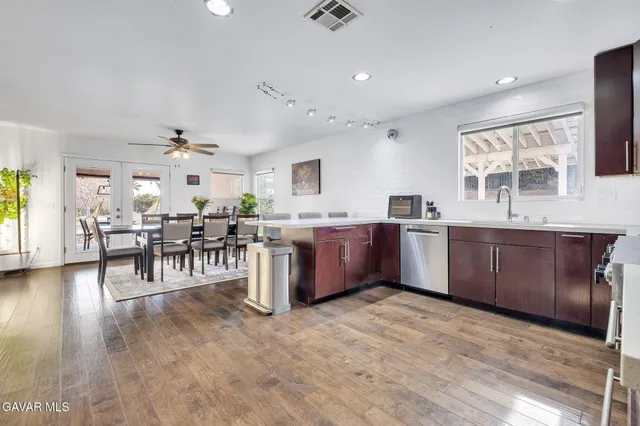a kitchen with lots of counter top space