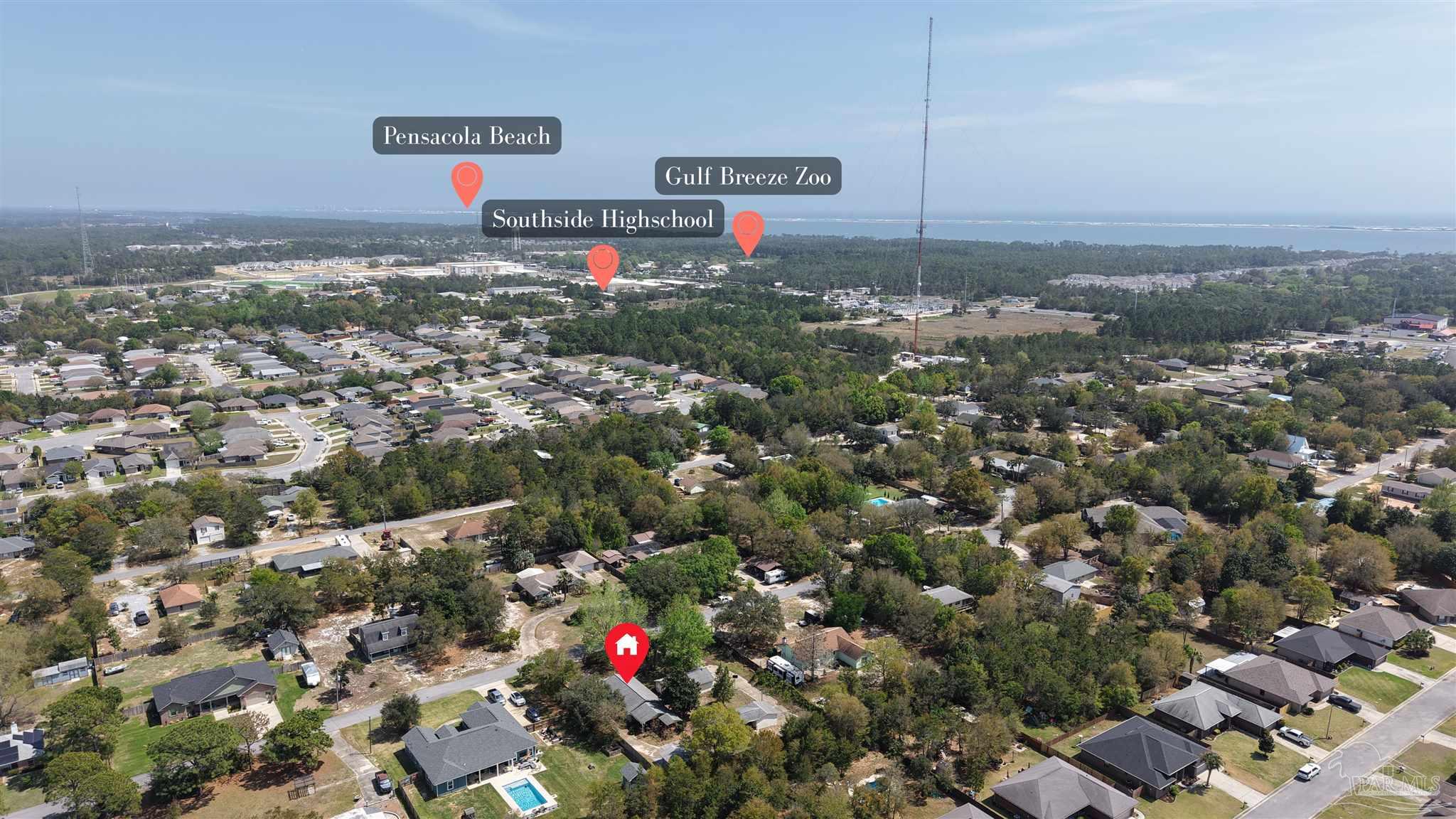 1961 Guseman Road Gulf Breeze, FL 32563 - Photo 28 of 37 an aerial view of residential houses with yard