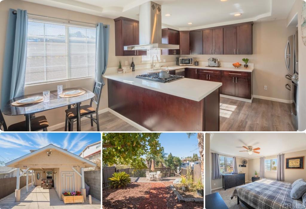a view of kitchen with furniture and wooden floor