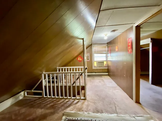 a view of a road with a tree in front of it