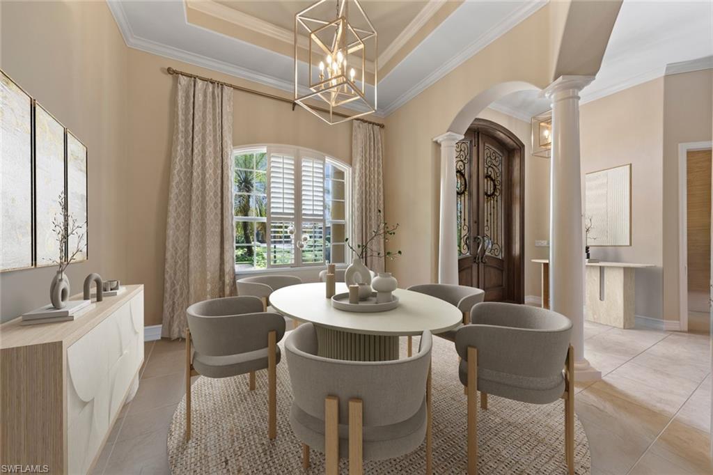 20008 Oak Fairways Court Estero, FL 33928 - Photo 6 of 49 a dining room with furniture a chandelier and window