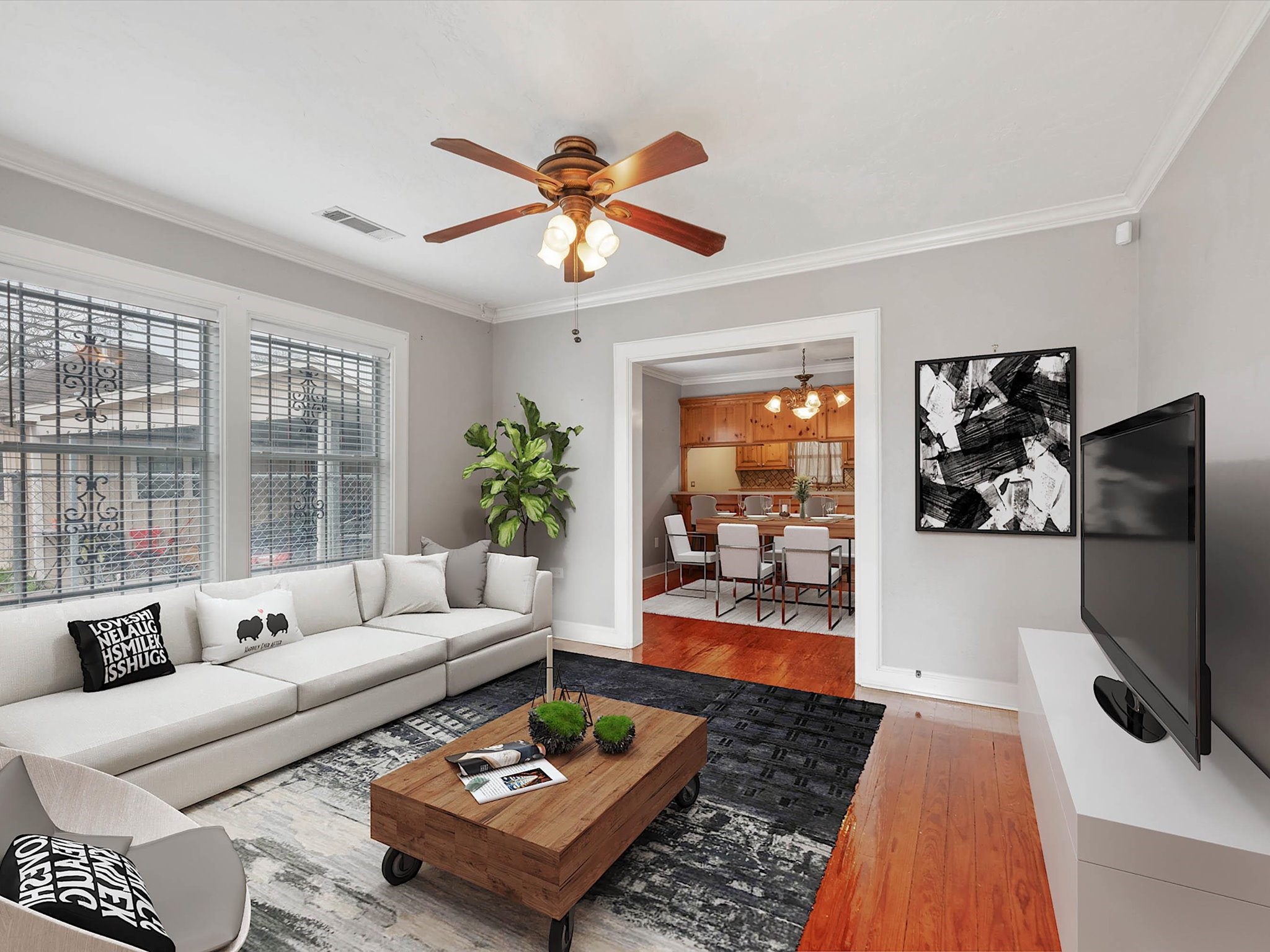 1211 Bigelow Street Houston, TX 77009 - Photo 3 of 18 Perfectly sized living space over seeing the dining area.