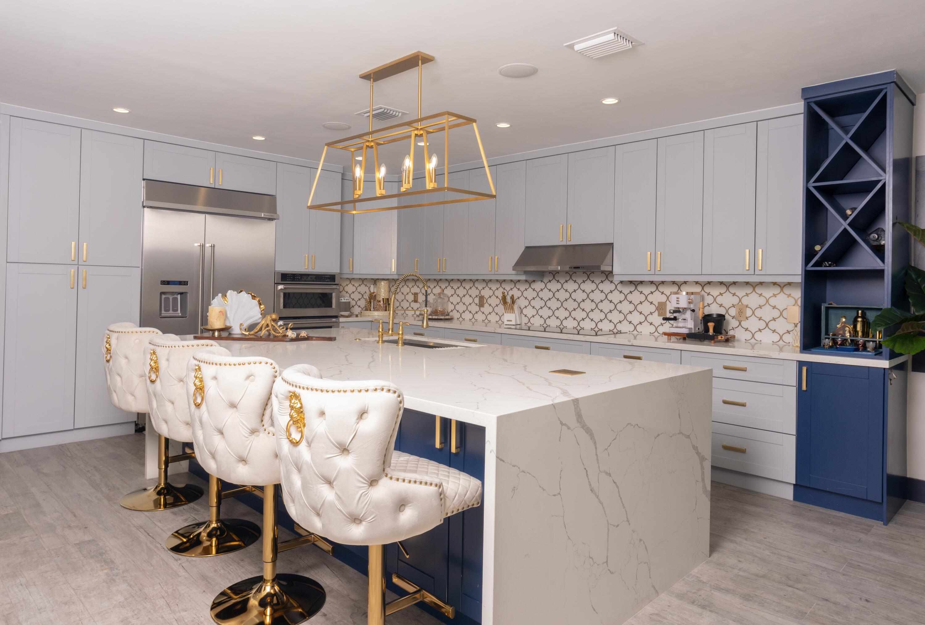 475 Bahia Honda Road Key Largo, FL 33037 - Photo 82 of 134 a kitchen with kitchen island granite countertop a sink cabinets and refrigerator