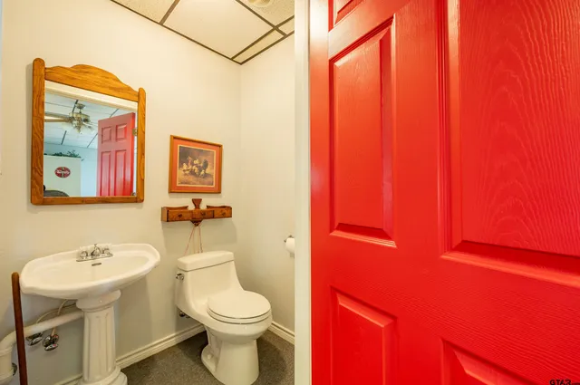 a white toilet sitting next to a bathroom sink