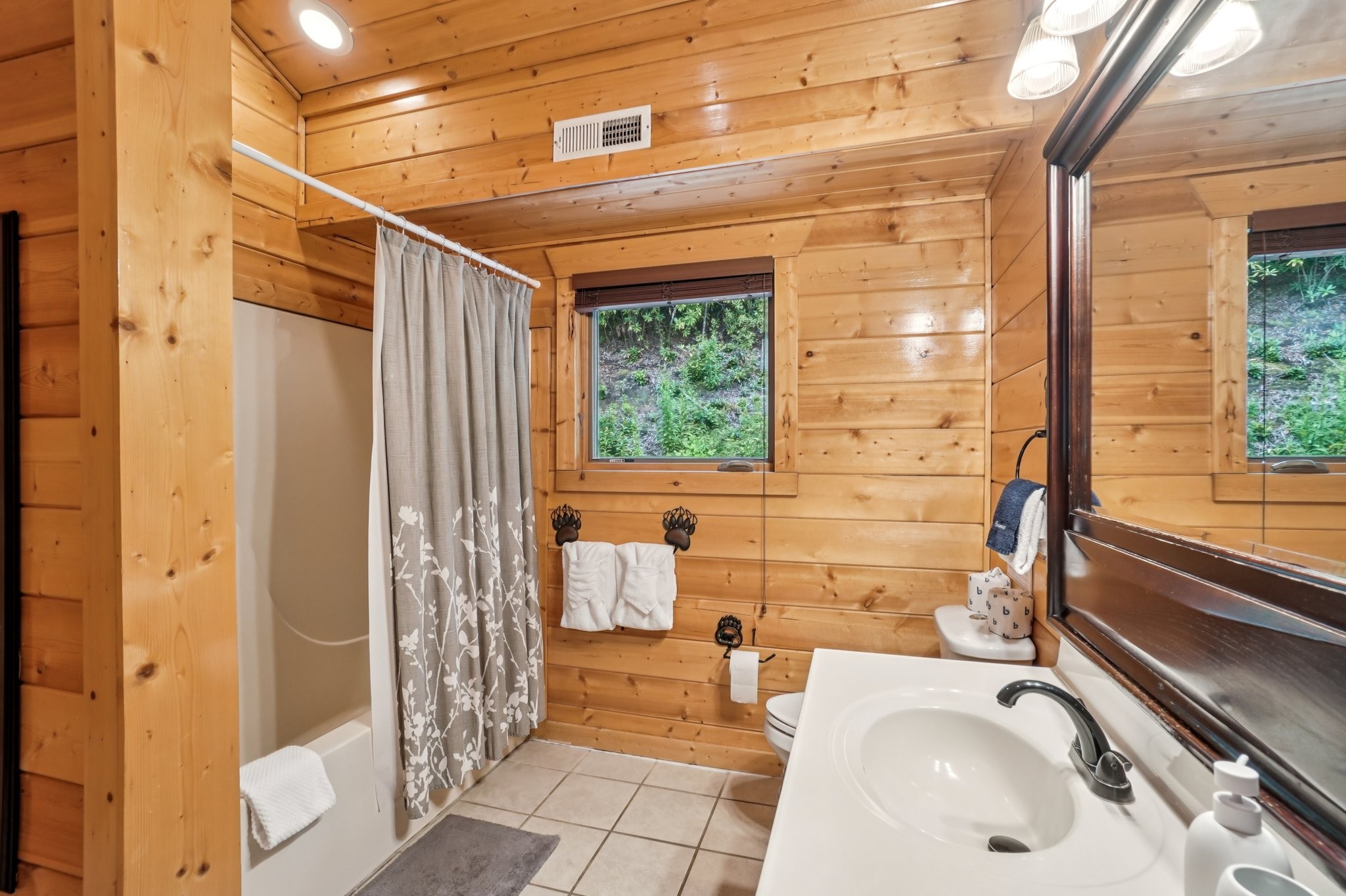 641 Pinnacle Vista Road Gatlinburg, TN 37738 - Photo 32 of 68 a bathroom with a sink a bathtub and next to a window