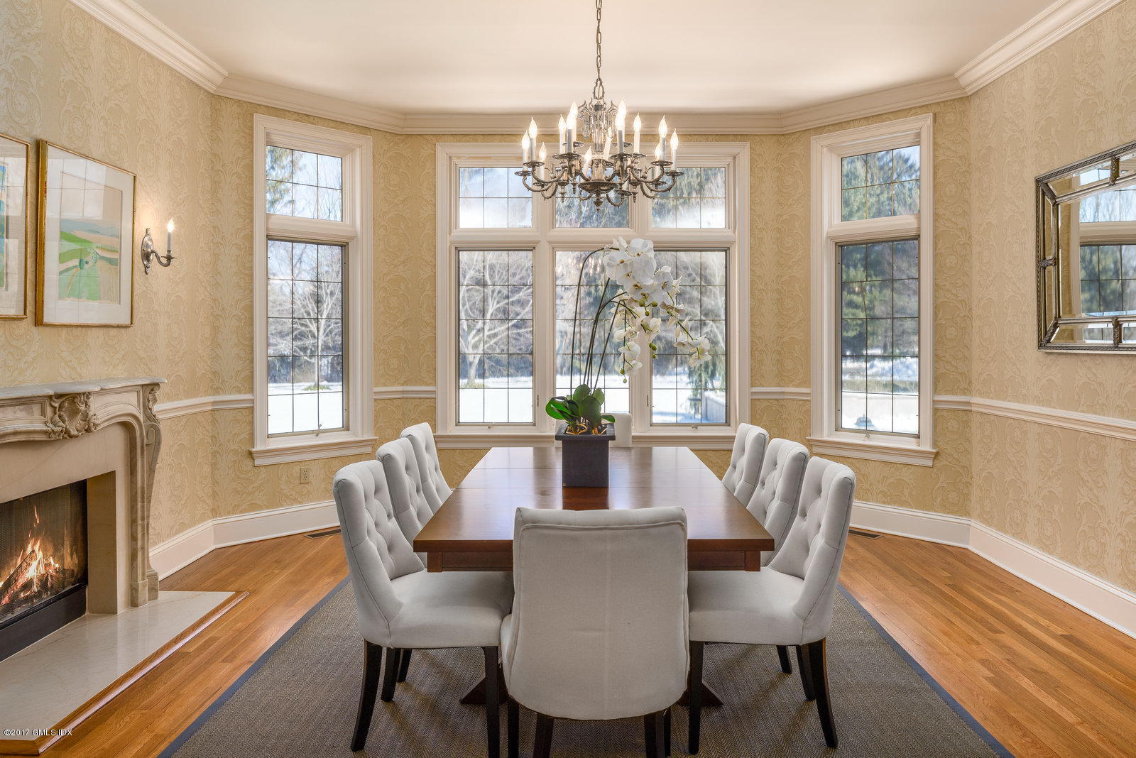 6 Andrews Farm Road Greenwich, CT 06831 - Photo 5 of 23 a view of a dining room with furniture wooden floor and chandelier