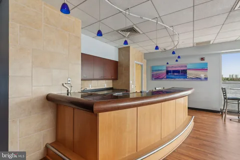 a lobby with furniture