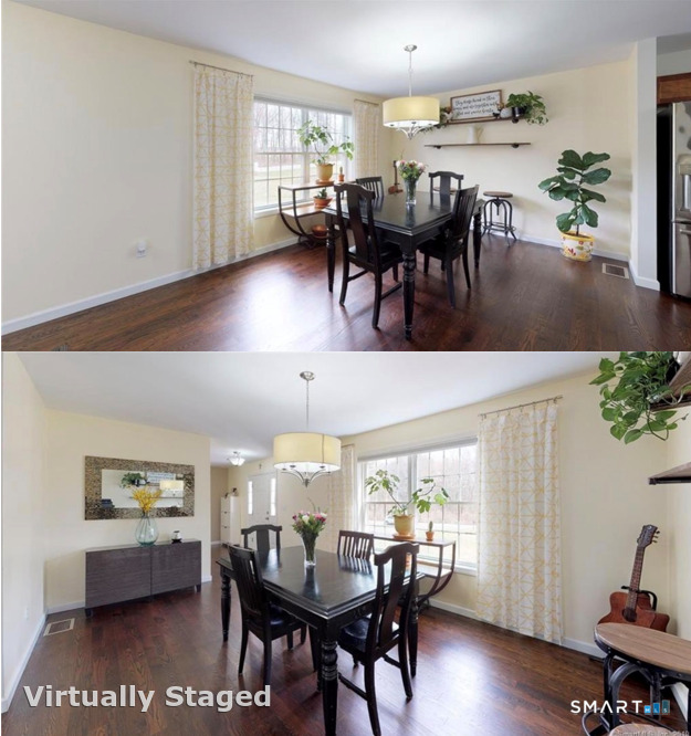 160 Canal Road Suffield, CT 06078 - Photo 13 of 40 a view of a dining room with furniture and wooden floor