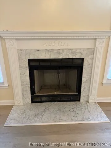a close view of a fireplace