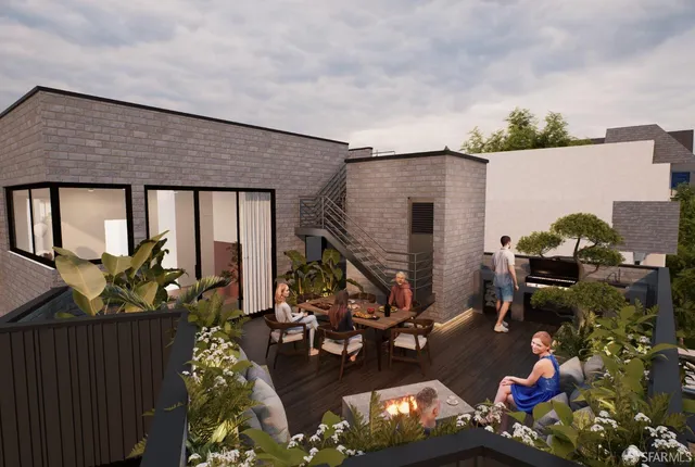 a front view of a house having patio