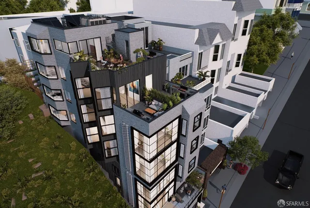 an aerial view of a house