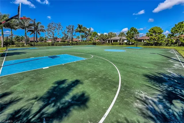 a view of a golf course with a big yard