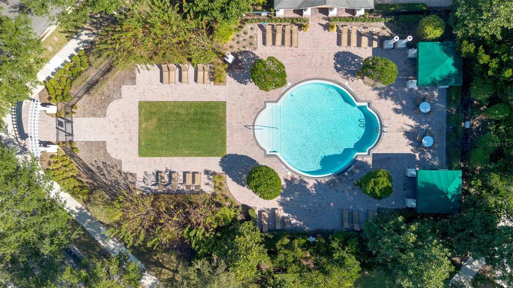 6799 Helmsley Circle Windermere, FL 34786 - Photo 58 of 61 an aerial view of a house with a swimming pool and garden