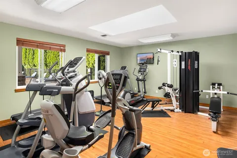 a view of a room with gym equipment