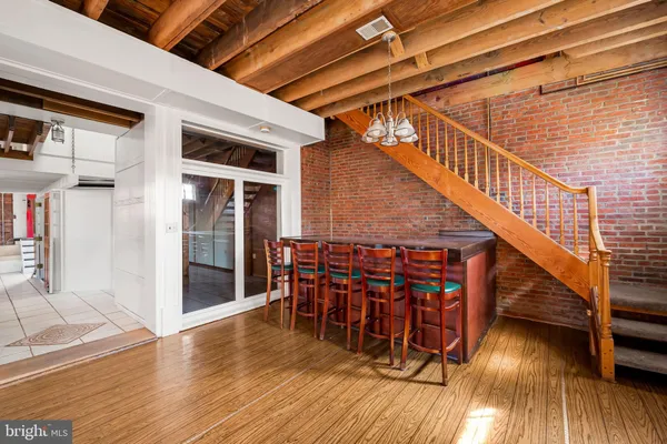 a view of an entryway with a fan