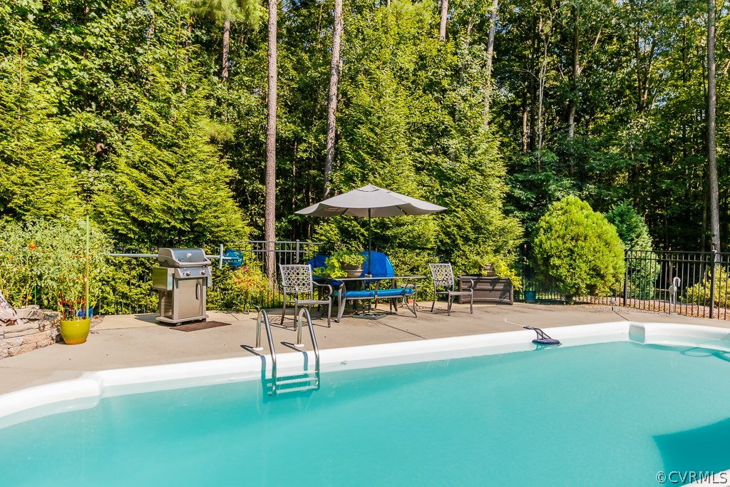 16045 Old Ridge Road Montpelier, VA 23192 - Photo 34 of 45 swimming pool with table and chairs under an umbrella