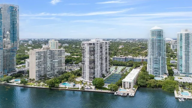 a view of a city with tall buildings