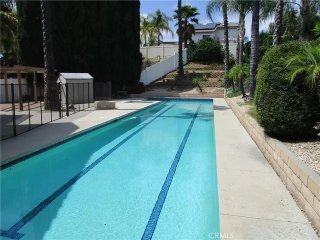 a view of a patio with table and chairs potted plants and palm tree
