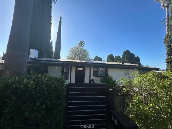 a view of a house with a window and flower plants