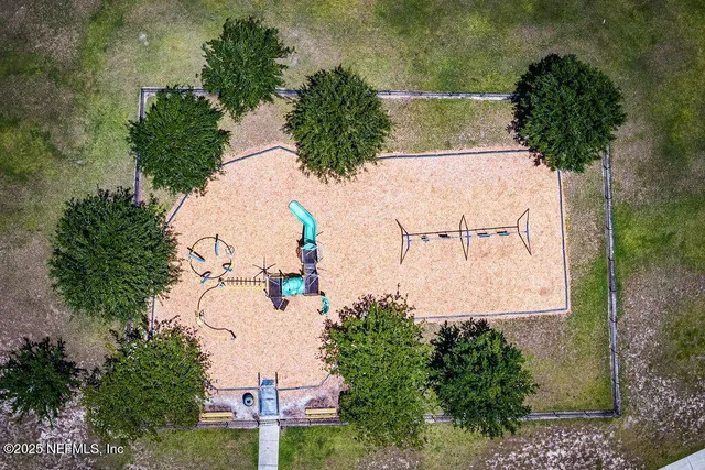 an aerial view of a house